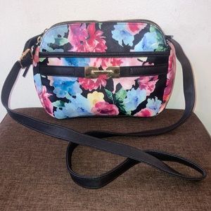 Black & Floral Camera Bag Crossbody Purse